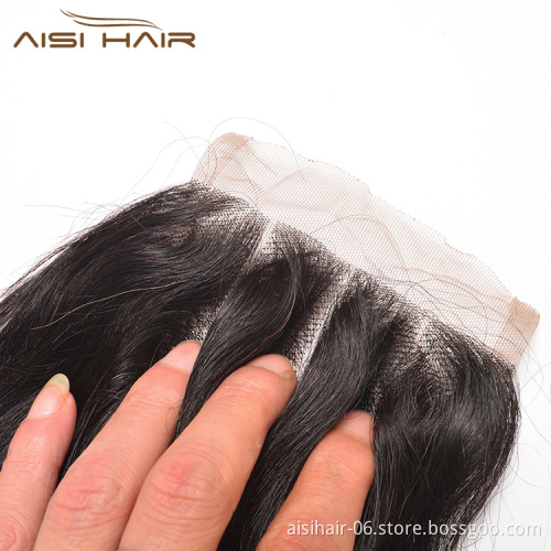 Aisi Hair Top Quality 14 Inch Long Body Wave 4X4 Lace Closure Brazilian Human Hair Extension For Women